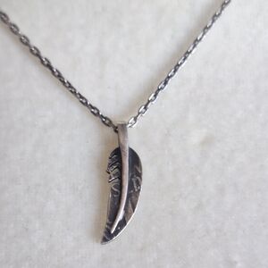 Men's Sterling Silver Feather Pendant Necklace